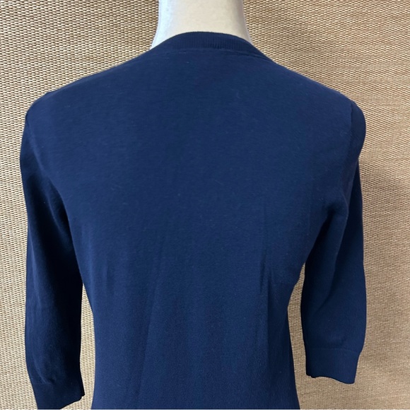 Talbots Cardigan Sweater Womens Petite Small Blue Pima Cotton - Picture 5 of 11